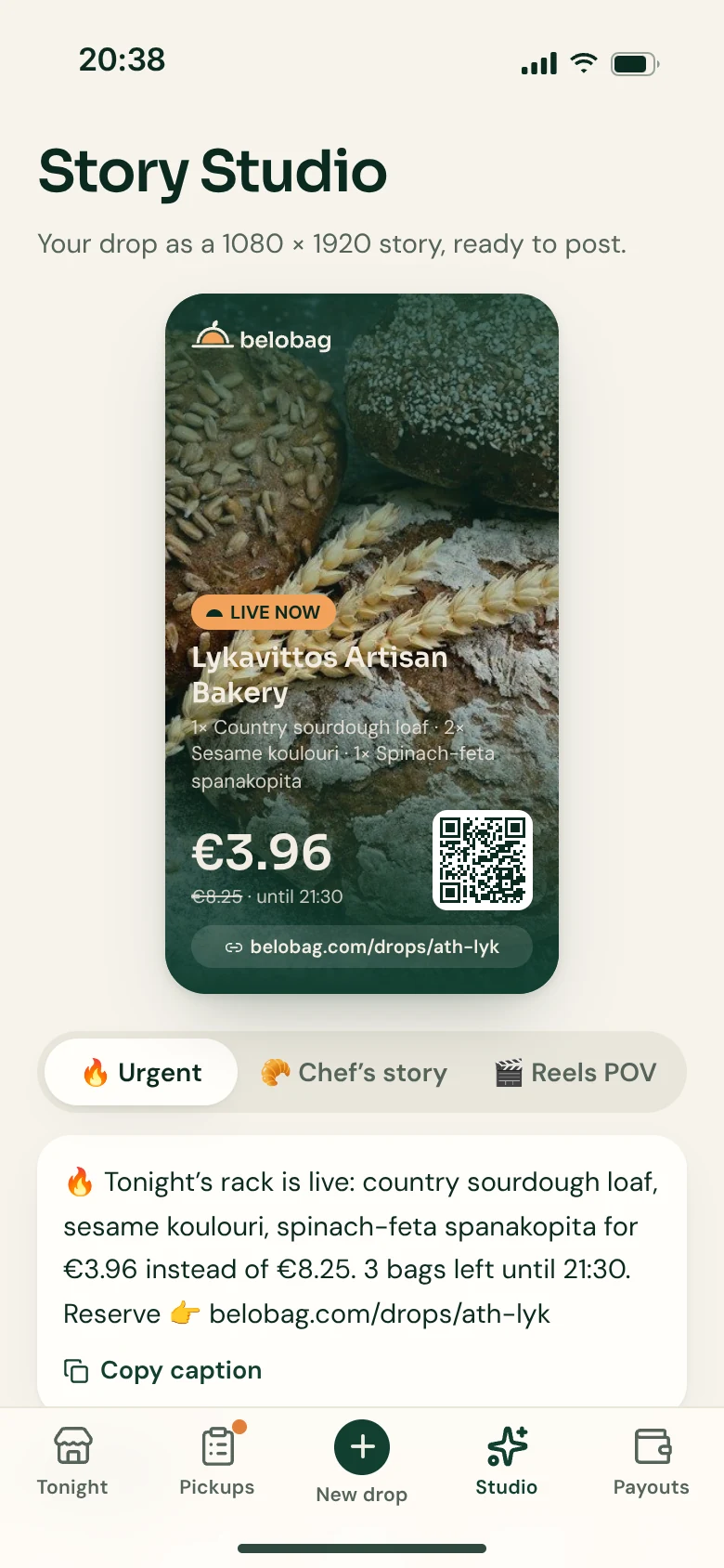 Partner app: story poster and share options